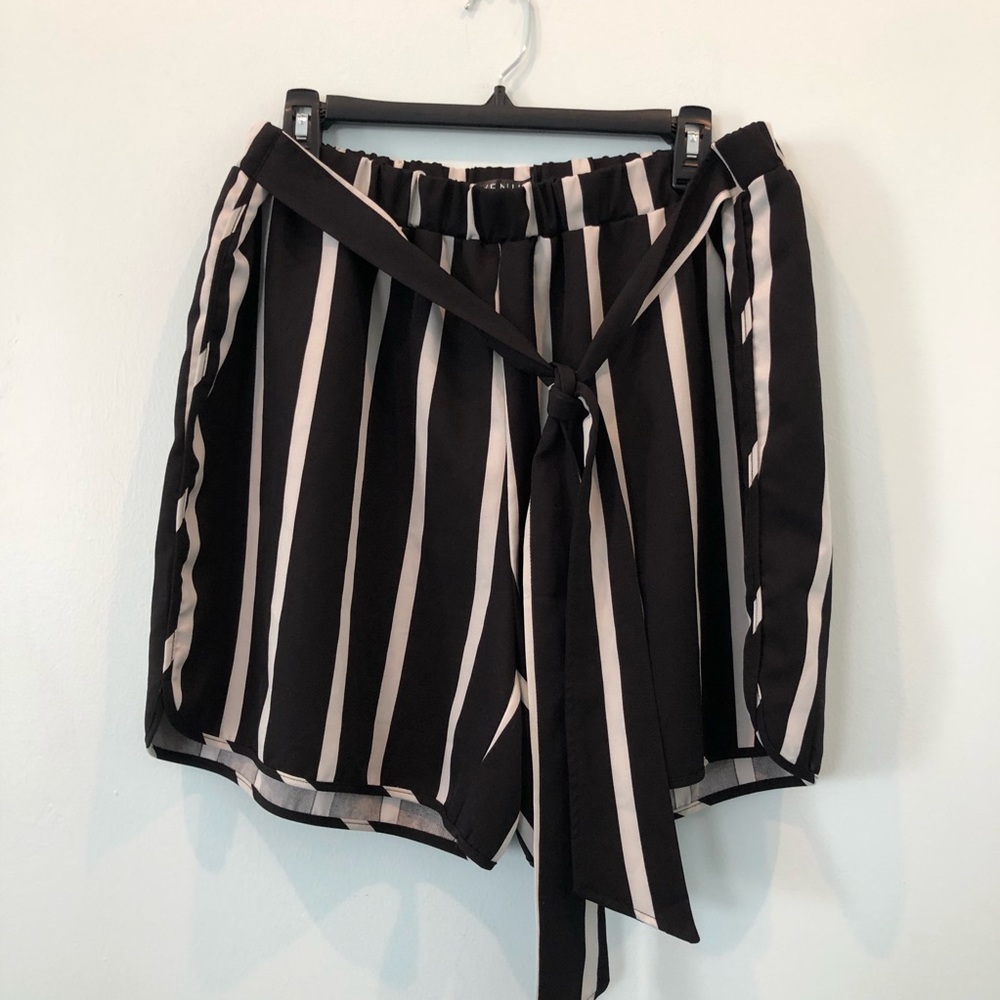 Stripped Belted Shorts